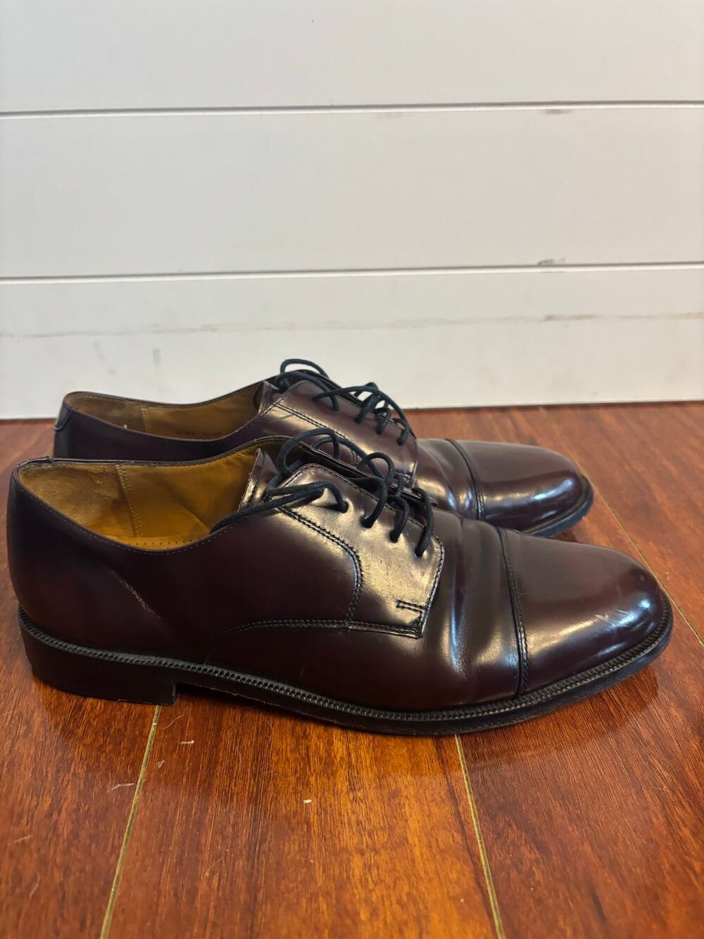 Cole Haan Caldwell Dress Oxfords Mens Size 10.5 D Shoe Leather Cap Toe Burgundy